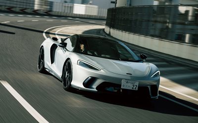 4k, McLaren GTS, highway, 2024 cars, supercars, Gray McLaren GTS, hypercars, 2024 McLaren GTS, british cars, McLaren
