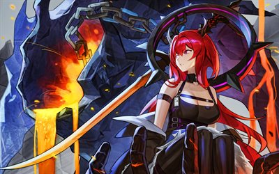 4k, Surtr, sword, manga, Arknights, anime characters, Arknights characters, Surtr Arknights