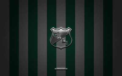 deportivo cali logo, colombia football club, categoria primera a, background di carbonio bianco verde, deportivo cali emblem, calcio, deportivo cali fc, colombia, deportivo cali