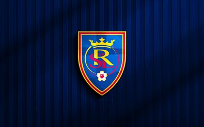 4k, real salt lake 3d logo, mls, sfondo 3d blu, calcio, emblema del vero lago salato, real salt lake logo, real salt lake, club di calcio americano, real salt lake fc