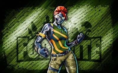 cromo fortnite, 4k, fondo diagonal verde, arte grune, fortnita, obra de arte, piel de cromo, personajes de fortnite, cromo, piel de cromo de fortnite
