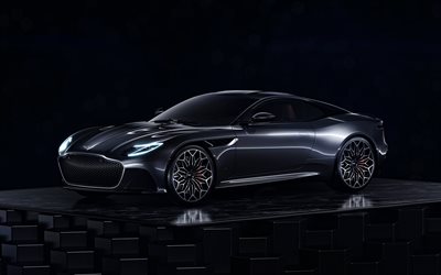 aston martin dbs superleggera, 4k, oscurità, 2025 auto, supercar, fari, 2025 aston martin dbs superleggera, auto britanniche, aston martin