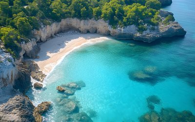 vacker vik, hav, kust, azurvatten, azure bay, sommarresor, hemliga platser, sommar