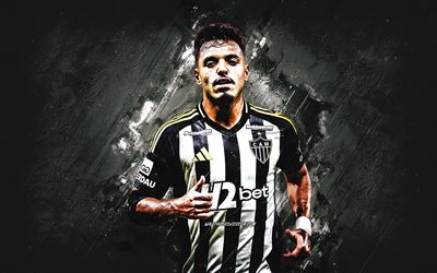 gabriel menino, atlético mineiro, jogador de futebol brasileiro, fundo de pedra branca, arte grunge, gabriel vinicius menino, brasil, serie a, futebol, gabriel menino atlético mineiro