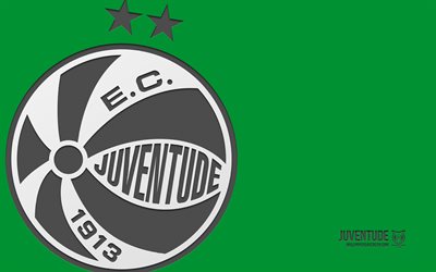 Juventude logo, 4k, green background, carbon art, Juventude emblem, Brazilian football club, Brazilian Serie A, Brazil, Juventude, football, Esporte Clube Juventude