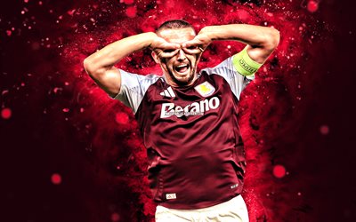 john mcginn, 4k, violetti neonvalot, aston villa, premier league, skotlantilaiset jalkapalloilijat, john mcginn 4k, jalkapallo, aston villa fc, john mcginn aston villa