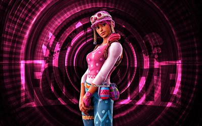 fortnite pastel, 4k, fond en spirale violet, fortnite, créatif, peau pastel, peau pastel de fortnite, pastel, personnages fortnite