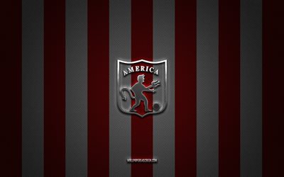 logotipo de américa de cali, club de fútbol de colombia, categoría primera a, fondo de carbón blanco rojo, américa de cali emblema, fútbol americano, américa fc, colombia, américa de cali
