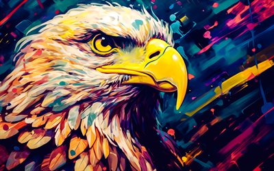 白頭ワシ, 美術, 塗装されたワシ, 獲物の鳥, イーグルアート, アメリカのシンボル, アメリカの鳥, イーグルス