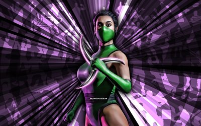 4k, jade clásico, kombat mortal, fondo de rayos morados, mkm, arte abstracto, móvil mortal kombat móvil, jade mkm clásico, personajes de mortal kombat, mortal kombat x, jade mortal kombat, arte creativo