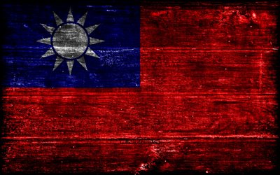 taiwan träflagga, 4k, träregra flaggor, asiatiska länder, taiwan, asien, taiwanesisk flagga, taiwanesiska nationella symboler, taiwanflagga