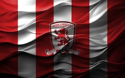 4k, logotipo de middlesbrough fc, fondo 3d blanco rojo, campeonato, middlesbrough fc emblema, equipo de fútbol inglés, bandera de middlesbrough fc, textura 3d, inglaterra, middlesbrough fc, fútbol americano, fútbol, middlesbrough