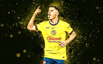 richard sánchez, 4k, luces de neón amarillas, club america, liga mx, futbolistas paraguayo, richard sánchez 4k, fútbol americano, fútbol, cf america, richard rafael sánchez, américa fc, richard sánchez club américa