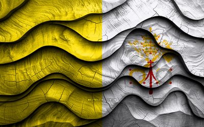 4k, vatikanens stadsflagga, europeiska länder, trä 3d  vågor flaggor, vatikanens dag, vatikanens flagg, europa, vatikanens nationella symboler, vatikanstad