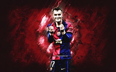 marc casado, fc barcelona, spanischer fußballspieler, burgund stein hintergrund, grunge  kunst, la liga, spanien, fußball, marc casado barcelona