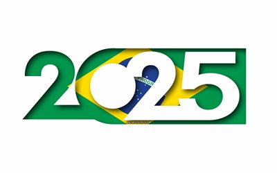 2025 brasile, sfondo bianco, brasile, arte minima, 2025 concetti brasile, brasile 2025, bandiera del brasile, 2025 sfondo brasile