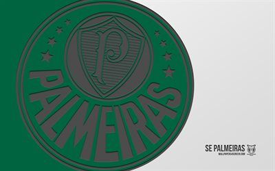 palmeiras  logo, 4k, vihreä valkoinen tausta, hiilitaide, palmeiras  tunnus, brasilian jalkapalloseura, brasilialainen serie a, brasilia, palmeiras, jalkapallo, sociedade esportiva palmeiras, se palmeiras
