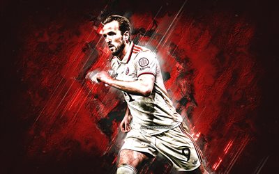 harry kane, fc bayern monaco, calciatore inglese, grunge art, sfondo rosso, bundesliga, germania, calcio, harry kane bayern monaco
