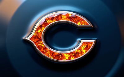 Chicago Bears crystal logo, 4k, black crystal background, NBA, Chicago Bears logo, crystal art, Chicago Bears emblem, USA, Chicago Bears, American football, NFL