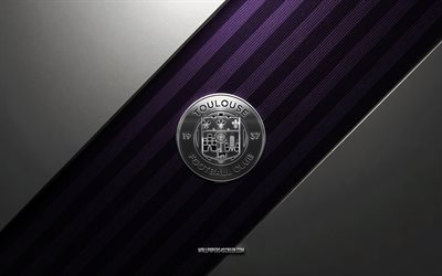 logo du toulouse fc, 4k, fond en acier, club de football français, lignes noires violettes, emblème du toulouse fc, ligue 1, toulouse fc, france, football, logo métal toulouse fc, écusson du toulouse fc