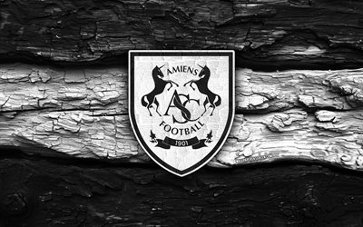 logotipo de madeira do amiens sc, 4k, fundo de madeira branco vermelho, liga 2, futebol, logotipo do amiens sc, emblema do amiens sc, amiens sc, clube de futebol francês, amiens fc