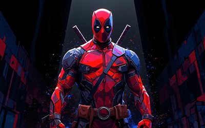 dead pool, 4k, arte abstracto, superhéroes, oscuridad, cómics marvel, fondo oscuro, arte deadpool, fan art, consorcio inactivo 4k