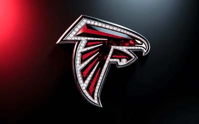 Atlanta Falcons crystal logo, 4k, burgundy metal background, crystal art, Atlanta Falcons emblem, USA, Atlanta Falcons, American football, Atlanta Falcons logo, NFL