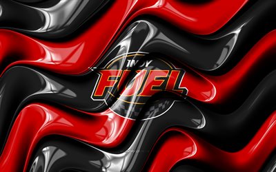 logo 3d d'indy fuel, 4k, vagues 3d rouges noires, echl, hockey, drapeau indy fuel, créatif, logo indy fuel, emblème d'indy fuel, équipe américaine de hockey, carburant indy