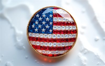 bandera de los eeuu, 4k, bandera estadounidense dentro de una piedra preciosa, fondo blanco, bandera de estados unidos, símbolos nacionales de los eeuu, piedra preciosa, fondo de cristal blanco, eeuu, bandera americana