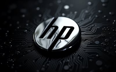 hp logotyp i metall, hewlett packards logotyp, hp 3d tecken, hp, techno konst, hps logotyp i krom, 4k, svart techno bakgrund, hewlett packard, svart bakgrund, hp emblem i krom