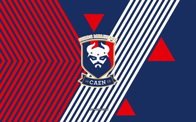 Stade Malherbe Caen logo, 4k, French football team, red blue lines background, Stade Malherbe Caen, Ligue 2, France, line art, Stade Malherbe Caen emblem, football
