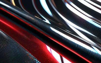 4k, fundo ondulado metálico, macro, carbono, ondas metálicas 3d, texturas metálicas, fundos metálicos, textura metálica ondulada, texturas 3d, texturas de carbono