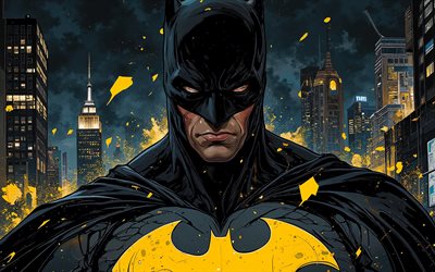 말 당번, 4k, 밤, 추상 도시 풍경, dc 코믹스, 슈퍼 히어로, 추상 미술, 건물, 배트맨 아트, 팬 아트, 배트맨 4k