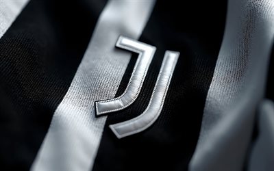 logotipo de la juventus fc, 4k, fondo de tela negra blanca, logotipo cromado de la juventus fc, logotipo de la juve, bandera blanca y negra, emblema de la juventus fc, fichaje de la juventus fc, serie a, juve, logotipo de la juventus, juventus fc, juventus