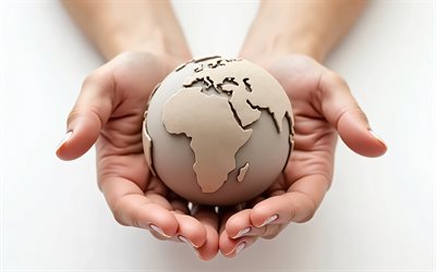 globe in hands, 4K, Save Earth, Take care of the planet, take care of the Earth, eco concepts, environment, ecology, Earth in hands