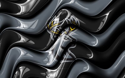 logo 3d des heartlanders de l'iowa, 4k, vagues 3d gris noir, echl, hockey, drapeau des heartlanders de l'iowa, créatif, logo des heartlanders de l'iowa, emblème des heartlanders de l'iowa, équipe américaine de hockey, iowa heartlanders