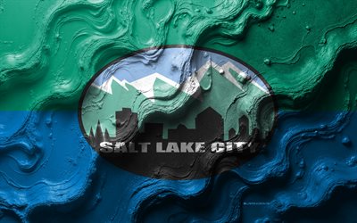 साल्ट लेक सिटी का झंडा, 4k, पत्थर की लहर बनावट, अमेरिकी शहरों के झंडे, साल्ट लेक सिटी का ध्वज, 3डी साल्ट लेक सिटी ध्वज, यूएसए, सॉल्ट लेक सिटी, यूटा