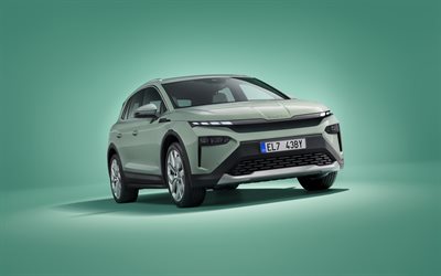 skoda elroq 85, 4k, スタジオ, 2025車, クロスオーバー, 電気自動車, 2025 skoda elroq, チェコ車, シュコダ