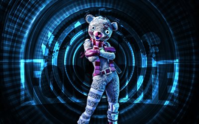 폴리어 포트 나이트, 4k, 파란 나선형 배경, 포트 나이트, 창의적인, 폴리어 피부, fortnite 폴리어 피부, 폴리 레, fortnite 캐릭터