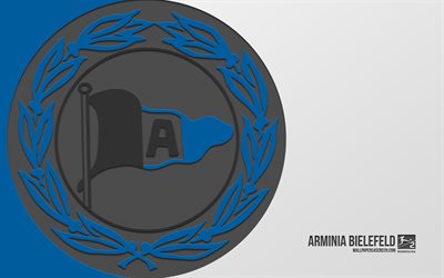 arminia bielefeld logo, 4k, خلفية زرقاء, فن الكربون, arminia bielefeld emblem, نادي كرة القدم الألماني, البوندسليجا 2, ألمانيا, arminia bielefeld fc, كرة القدم, أرمينيا بيليفيلد