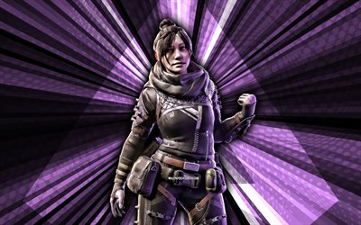 4k, fantasma, leyendas de apex, fondo de rayos morados, arte abstracto, pieles de leyendas de apex, personajes de apex legends, leyendas del ápice wraith, arte creativo