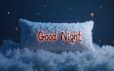 gute nacht, 4k, nachthintergrund, gute nacht inschrift, 3d purple pillow, gute nachtwunsch, guten nachthintergrund, gute nachtkonzepte