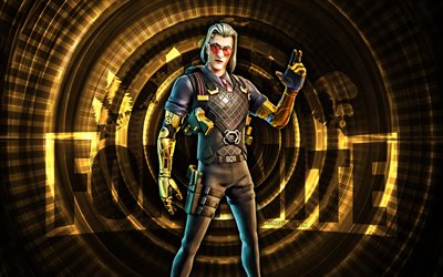 Redux Fortnite, 4k, brown spiral background, Fortnite, creative, Redux Skin, Fortnite Redux Skin, Redux, Fortnite characters