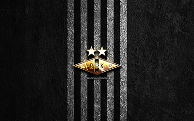 rosenborg bk logo dorado, 4k, fondo de piedra negra, éliteserien, club de fútbol noruego, logotipo de rosenborg bk, fútbol americano, rosenborg bk emblema, rosenborg bk, fútbol, rosenborg fc