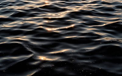 fond de mer avec des vagues, mer, flots, coucher de soleil du soir, surface de la mer, avec des vagues, concepts d'eau, fond d'eau