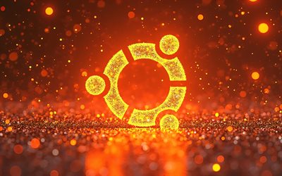 4k, logo ubuntu orange, creativo, sfondi glitter arancioni, marchi, logo ubuntu glitter, logo del sistema operativo, logo astratto di ubuntu, opera d'arte, logo ubuntu, logo 3d ubuntu, ubuntu, linux ubuntu