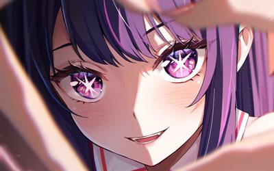 Ai Hoshino, violet hair, Oshi no Ko, manga, purple eyes, Oshi no Ko manga series, artwork, Hoshino Ai, protagonist, Ai Hoshino Oshi no Ko
