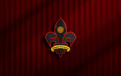 4k, zweigen kanazawa 3d 로고, j3 리그, 빨간색 3d 배경, 축구, zweigen kanazawa emblem, zweigen kanazawa 로고, zweigen kanazawa, 일본 축구 클럽, zweigen kanazawa fc