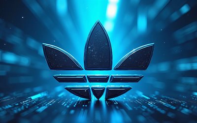 adidas logotyp, 4k, blå kreativ bakgrund, adidas creative 3d  logotyp, adidas emblem, blå neonljus, adidas, bakgrund med adidas logotyp