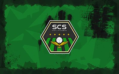 sc sagamihara grunge 로고, 4k, j3 리그, 녹색 그런지 배경, 축구, sc sagamihara emblem, sc sagamihara 로고, sc sagamihara, 일본 축구 클럽, 사가 마히라 fc
